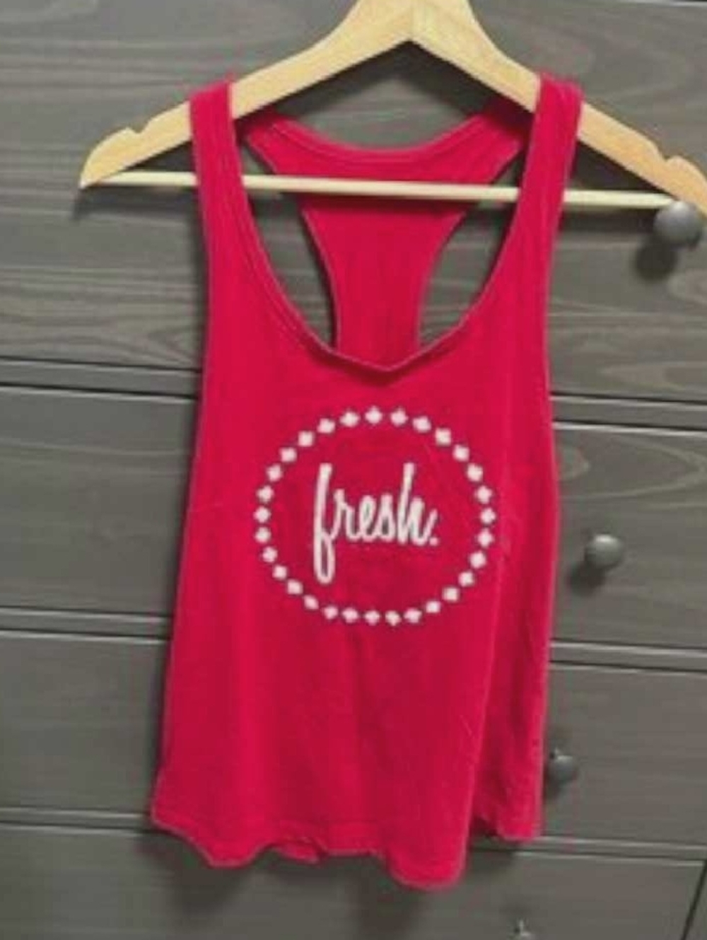 fresh Red Racerback Tank with White Logo